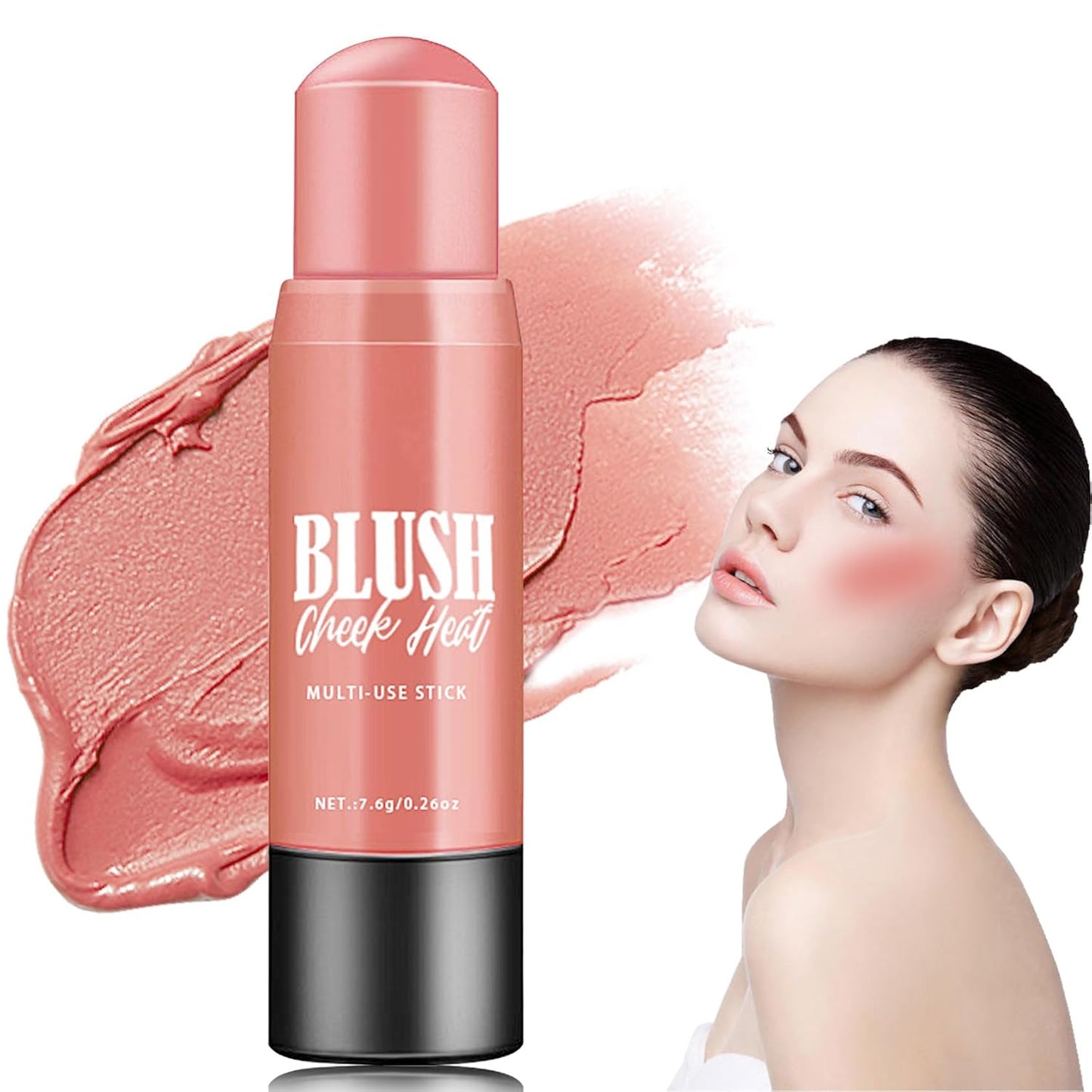 Cream Blush Stick Makeup,Blush Stick for All Skin Tones,Easy to Color,Soft Long Lasting Lightweight Blush Face Makeup Stick,Waterproof Multi Stick for Cheeks & Lip & Eyes（#101）