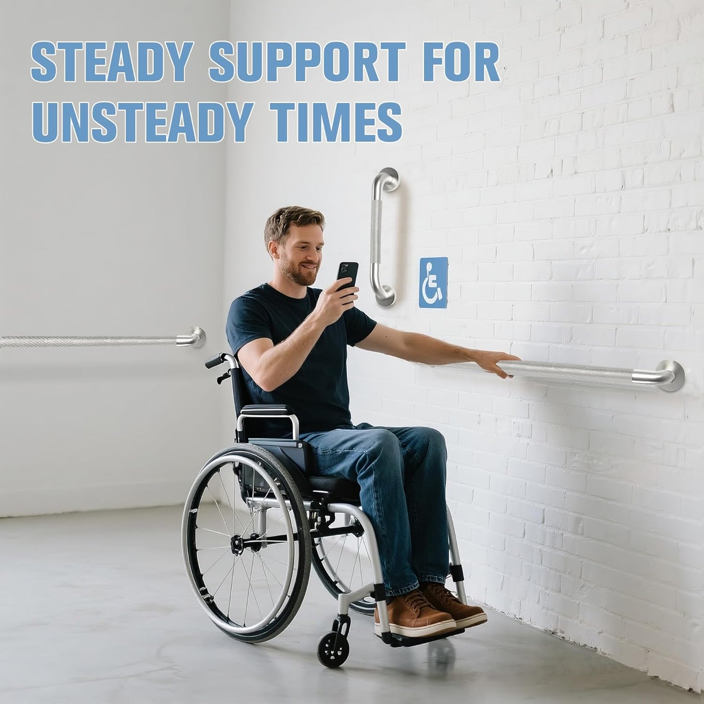 Grab Bars for Bathtubs and Showers 2 Pack 24'' Safety Grab Bar, Heavy Duty Shower Handle Bath Handrails for Seniors and Elderly, Bathroom Safety Grip