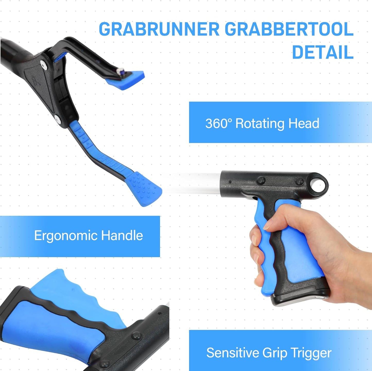 32 inch GrabRunner Foldable Reacher Grabber Tool with Strong Magnetic Tip(Blue)