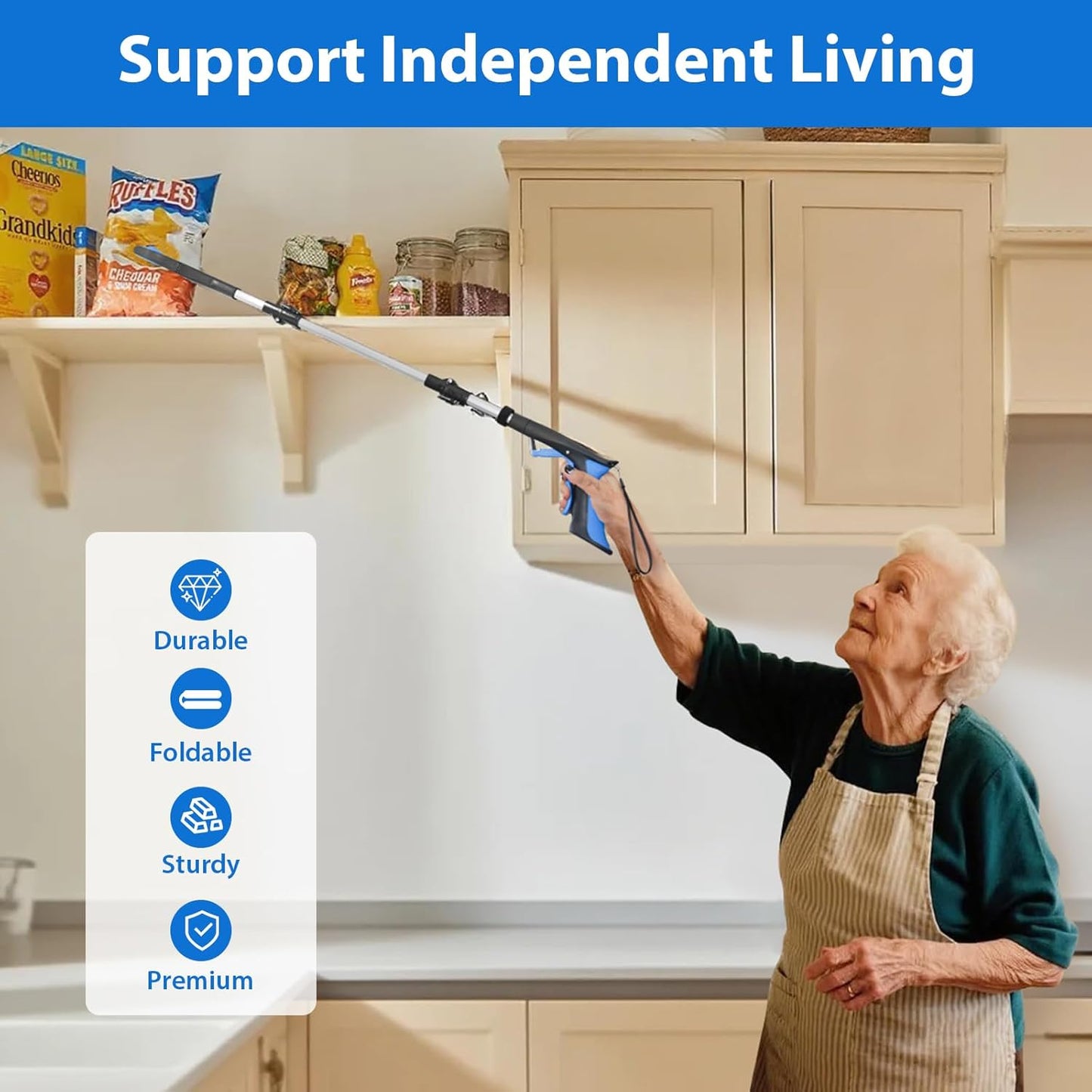 Grabber Reacher Tool 36 Inch, Heavy Duty Foldable Grabber with Anti-Slip 360° Rotating Jaw, Magnetic Tip for Seniors, Reacher Grabber Pickup Tool for Elderly After Surgery Recovery