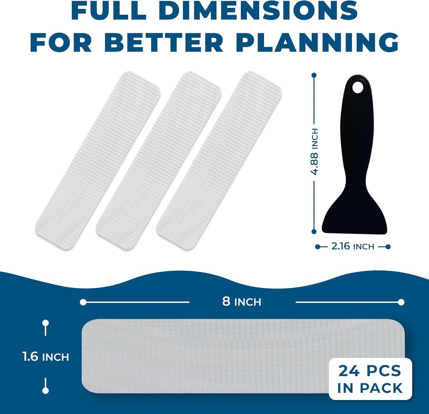 Homergy Anti Slip Shower Stickers 24 PCS, Invisible Non-Slip Shower Strips for Adults, Premium Adhesive Bath Tub Stickers (Clear)