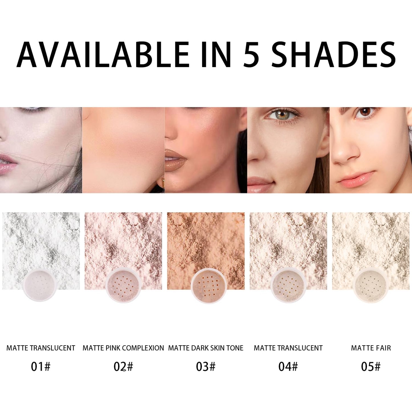 2PCS Loose Face Powder, Oil Control Minimizes Pores and Fine Lines, Loose Baking Face Setting Powder Makeup, Oil Control Soft Focus Effect Make Up, Matte Ultra Flawless Finish,8g (05# Fair)