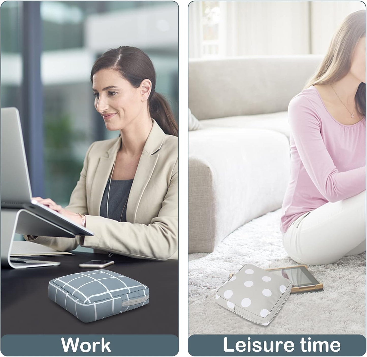 Desing Wish Period Bag, Sanitary Napkin Storage Bag for Feminine Pads Panty Liners Tampons and Reusable Pads, Sanitary Pads Pouches First Period Kit for Teen Girls Women Ladies 2 Pack (Dots/Grids)