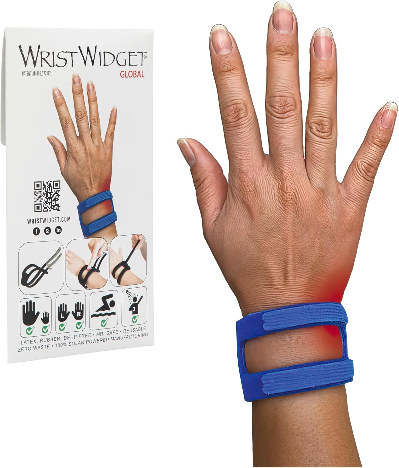 WristWidget® (Blue) Adjustable Wrist Brace for TFCC Tears, One Size fits most. For Left and Right Wrists, Support for Weight Bearing Strain, Exercise