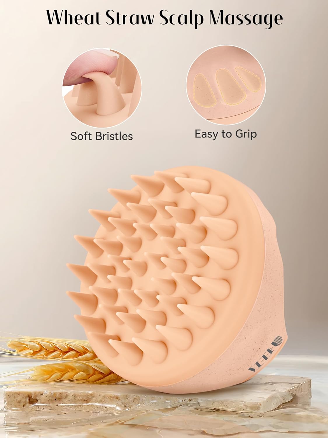 HEETA Silicone Bristles Scalp Scrubber & Massager for Hair Growth, Dandruff Removal & Relaxation - Shampoo Brush with Wet/Dry Hair (Pink & Blue)