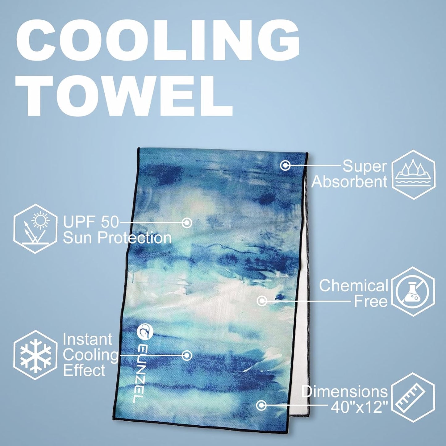 Cooling Towel, Ice Towel for Neck, Soft Microfiber Chilly Towel Stay Cool for Sports, Yoga, Running, Gym, Workout, Biking, Camping & Outdoor Activities 40"x12"