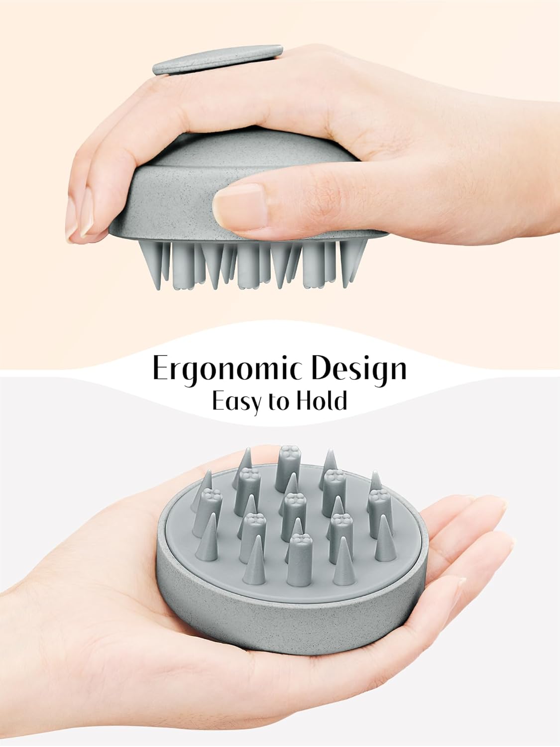 HEETA Hair Scalp Massager for Hair Growth, Shampoo Brush, Scalp Scrubber Exfoliator with Soft Silicone Bristles for Dandruff Removal to Relieve Stress, Wet Dry Use Updated Material, Grey