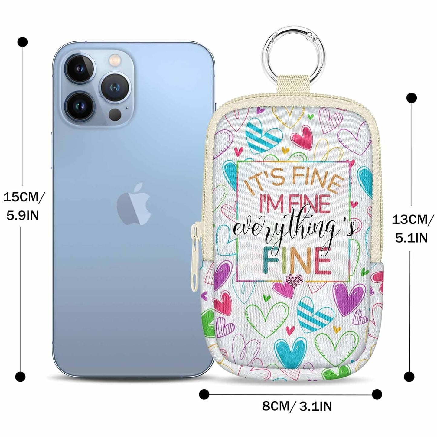 Hand Sanitizer Spray Case, It's Fine Hand Sanitizer Holder Zippered Pouch, Cute Fashion Accessory with Snap Hook for Glow Mist and Power Mist 1FL OZ