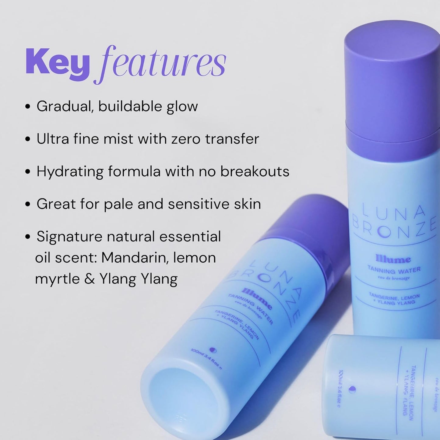 Illume Tanning Water - Liquid, Natural & Organic, Vegan Friendly, Cruelty Free, For All Skin Tones, Light-Medium Glow, Hydrating & Nourishing