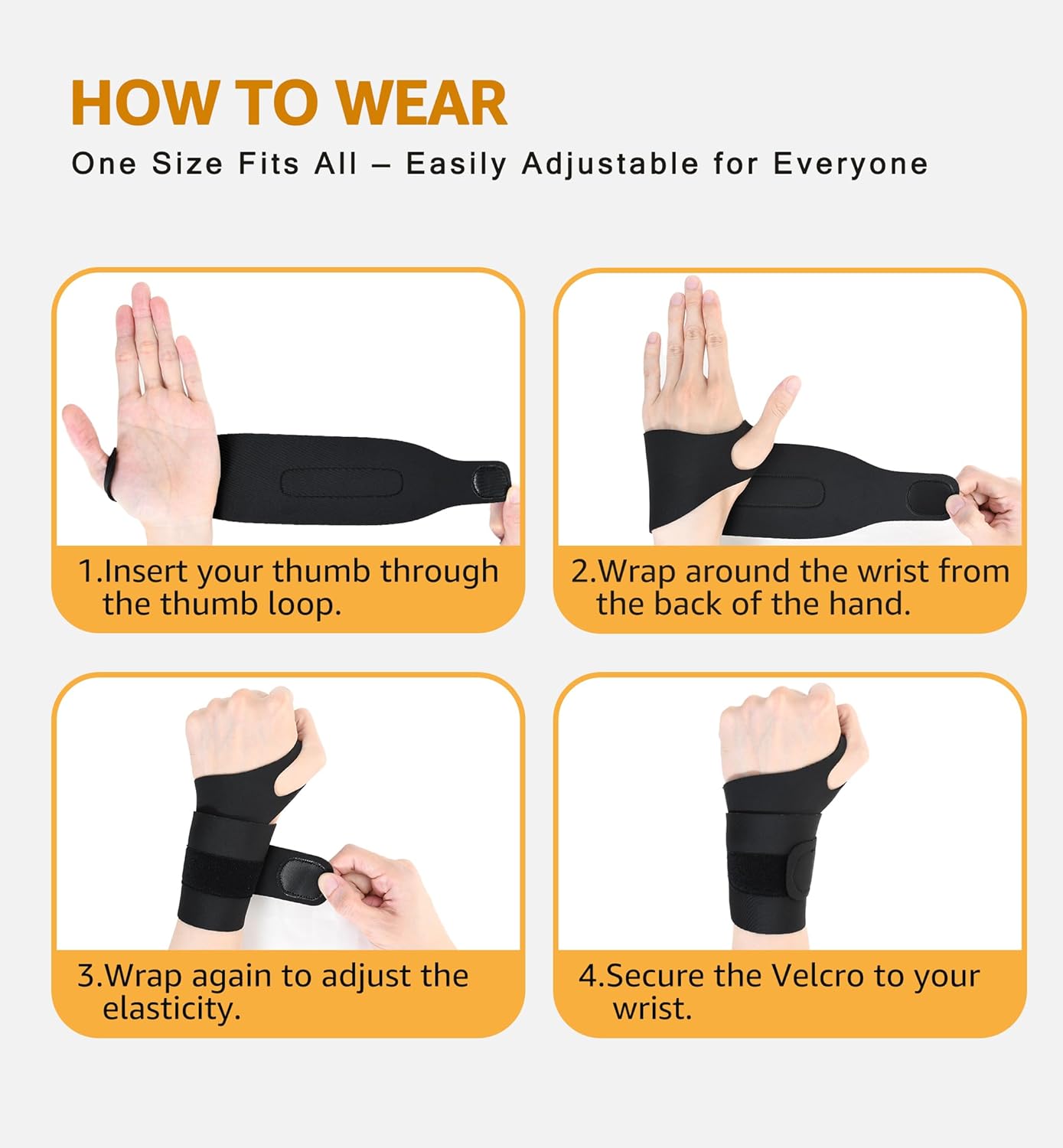 2 Pack Thin Compression Wrist Brace for Men & Women, Adjustable Elastic Wrist Support for Carpal Tunnel Arthritis Tendonitis Sports Pain Relief, Soft & Comfortable Day/Night Wrist Wraps (Black)