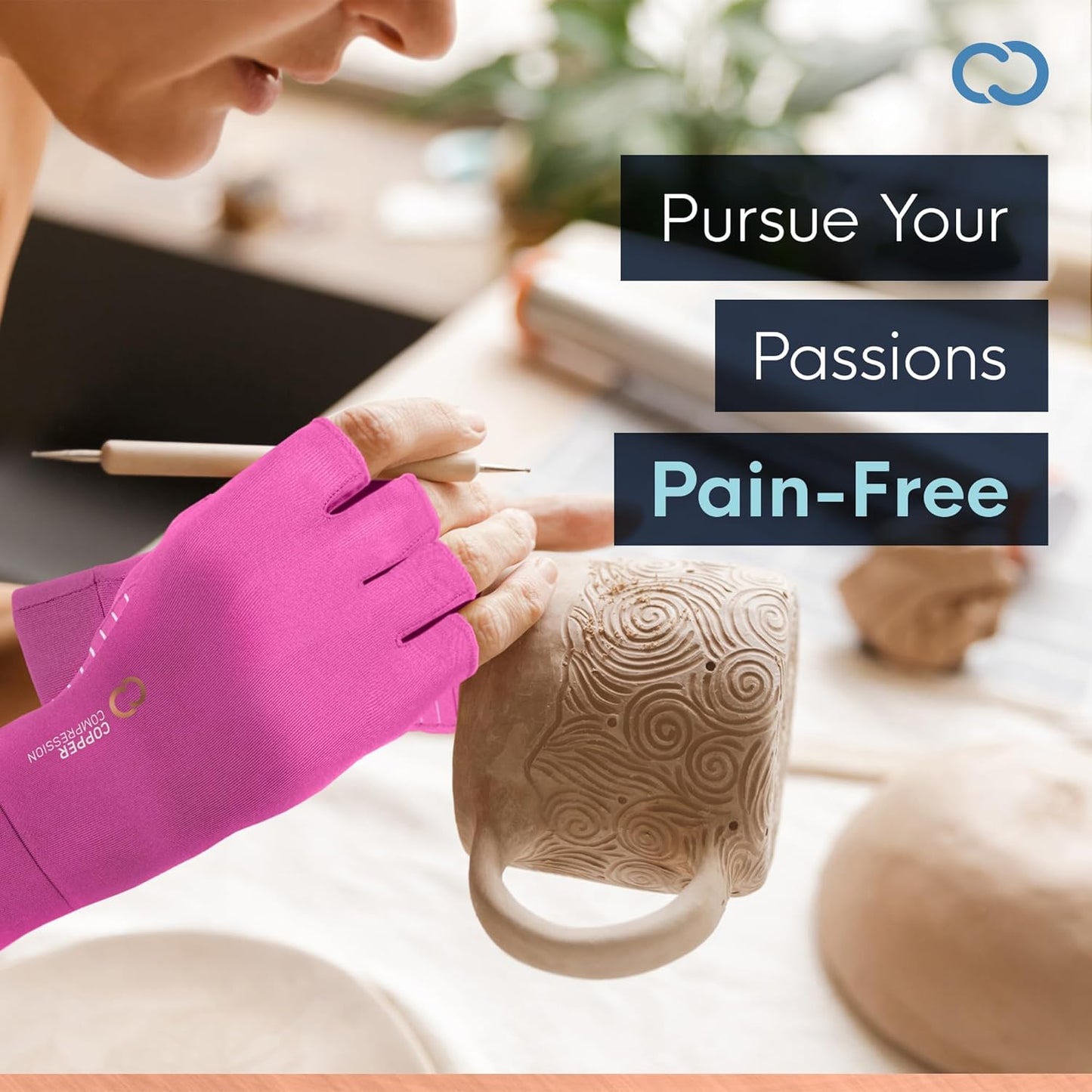 Copper Compression Arthritis Gloves | Fingerless Arthritis Carpal Tunnel Pain Relief for Men & Women | Hand Support Wrist Brace for Neuropathy, Rheumatoid, Tendonitis, Swelling, Crocheting, Typing Pink L