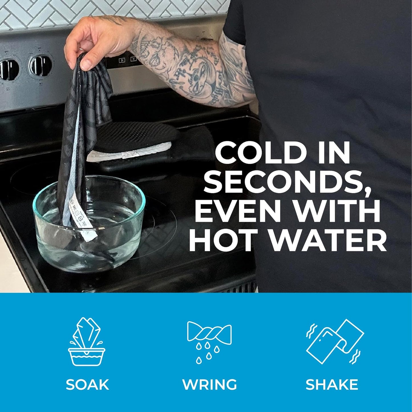 SHAKEitCOOL Extended Size Cooling Towel – Be Cool in Style - Heat Relief, Soft, Lightweight, Sun Protection, Easy Clean - Perfect for Biking, Hiking, Running, Yoga, Golf, Gardening - Bright Paisley M