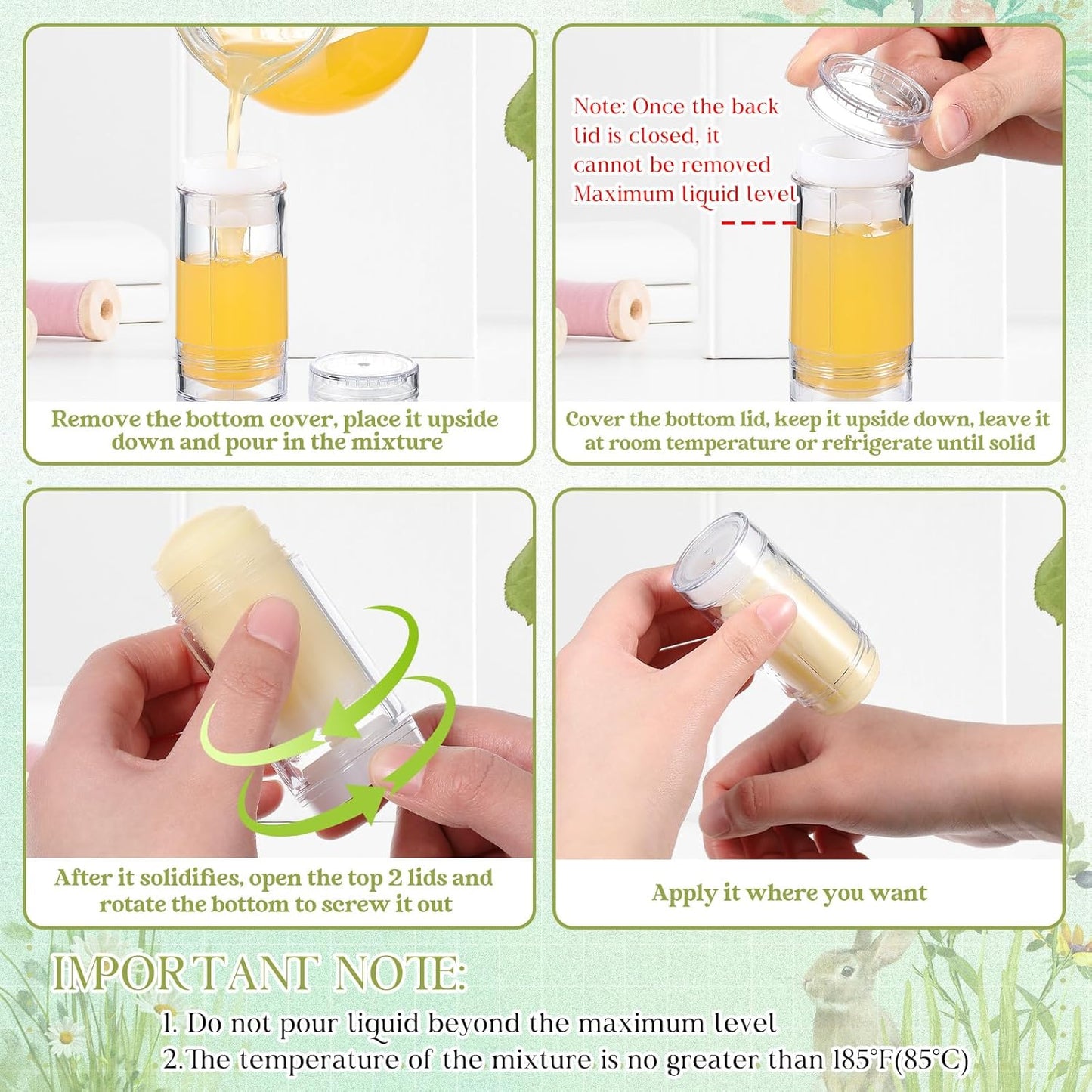 30 Pcs Empty Deodorant Containers Twist up Filling Stick Plastic Deodorant Container Refillable Bottles Bottomfill Round Lip Balm Tubes for Homemade DIY Lipstick Crayon(15 ml,Black)