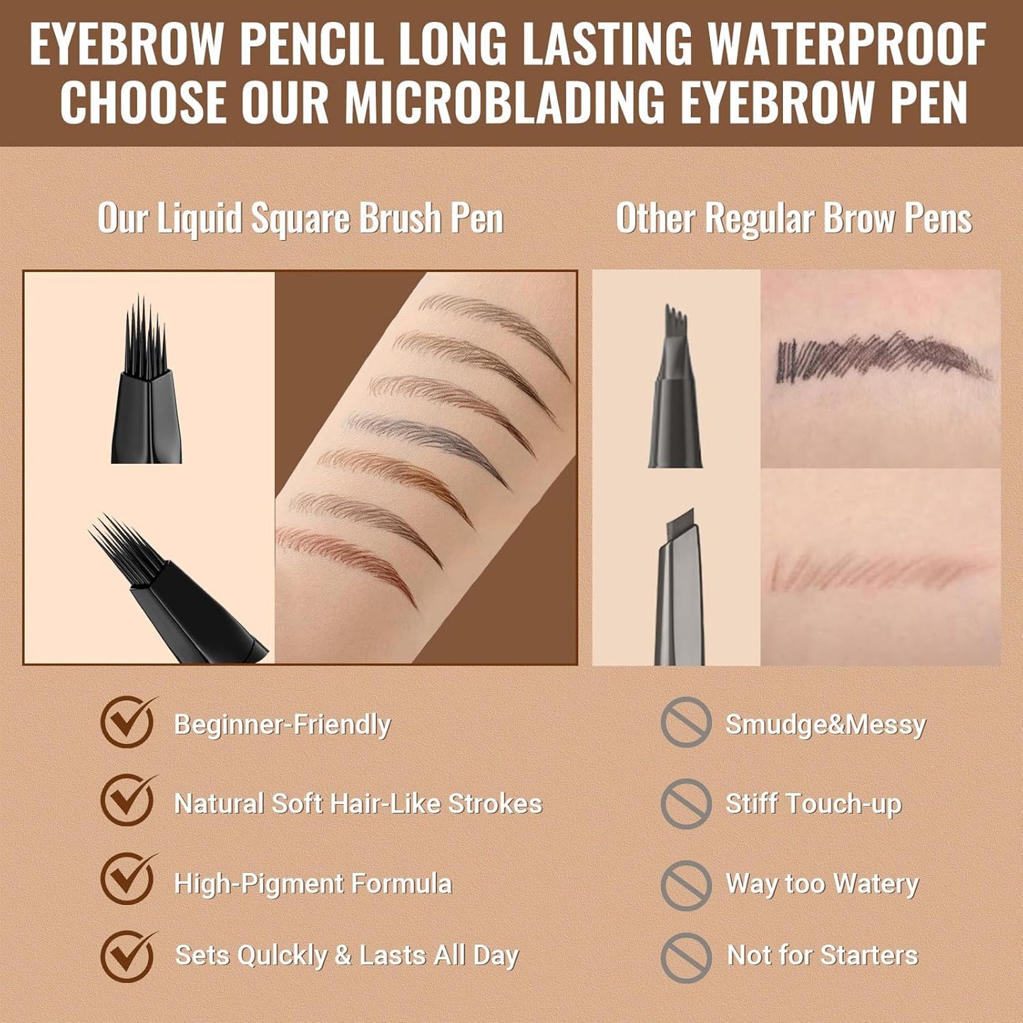 iMethod Eyebrow Pen - Eyebrow Pencil,2-in-1 Eyeliner Dual-Ended Microblading Eyebrow Pencil Long Lasting Waterproof Hair-Like Brow Pencil,with Eyebrow Brush,Eyebrow Pencils for Women,DarkBrown