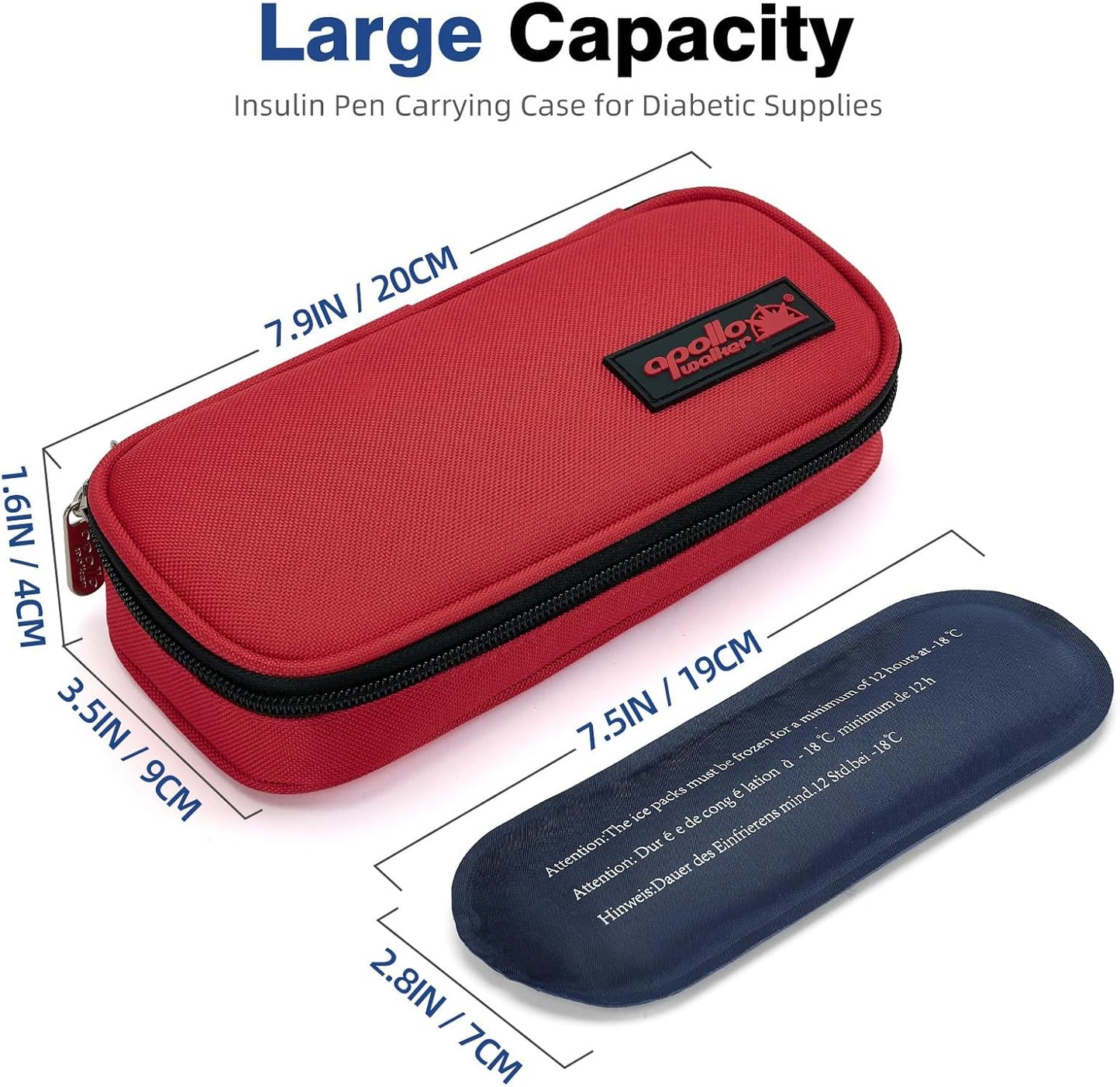 apollo walker Insulin Cooler Travel Case Diabetic Medication Cooler with Ice Packs and Insulation Liner Insulin Cooler Travel case TSA Approved
