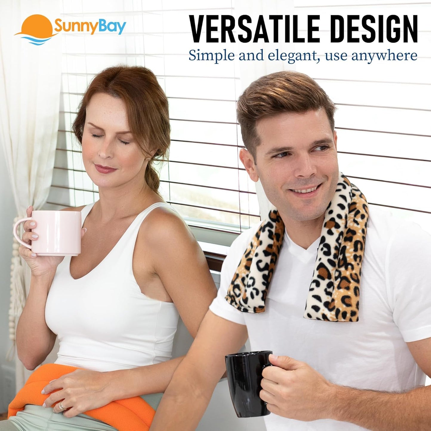 SunnyBay Microwavable Heating Pads, Microwavable Moist Heated Neck and Shoulder Wrap, Versatile Weighted Beanbag Cold Pack or Warm Compress, 2.2 lbs, 26x4 Inches, Navy Blue