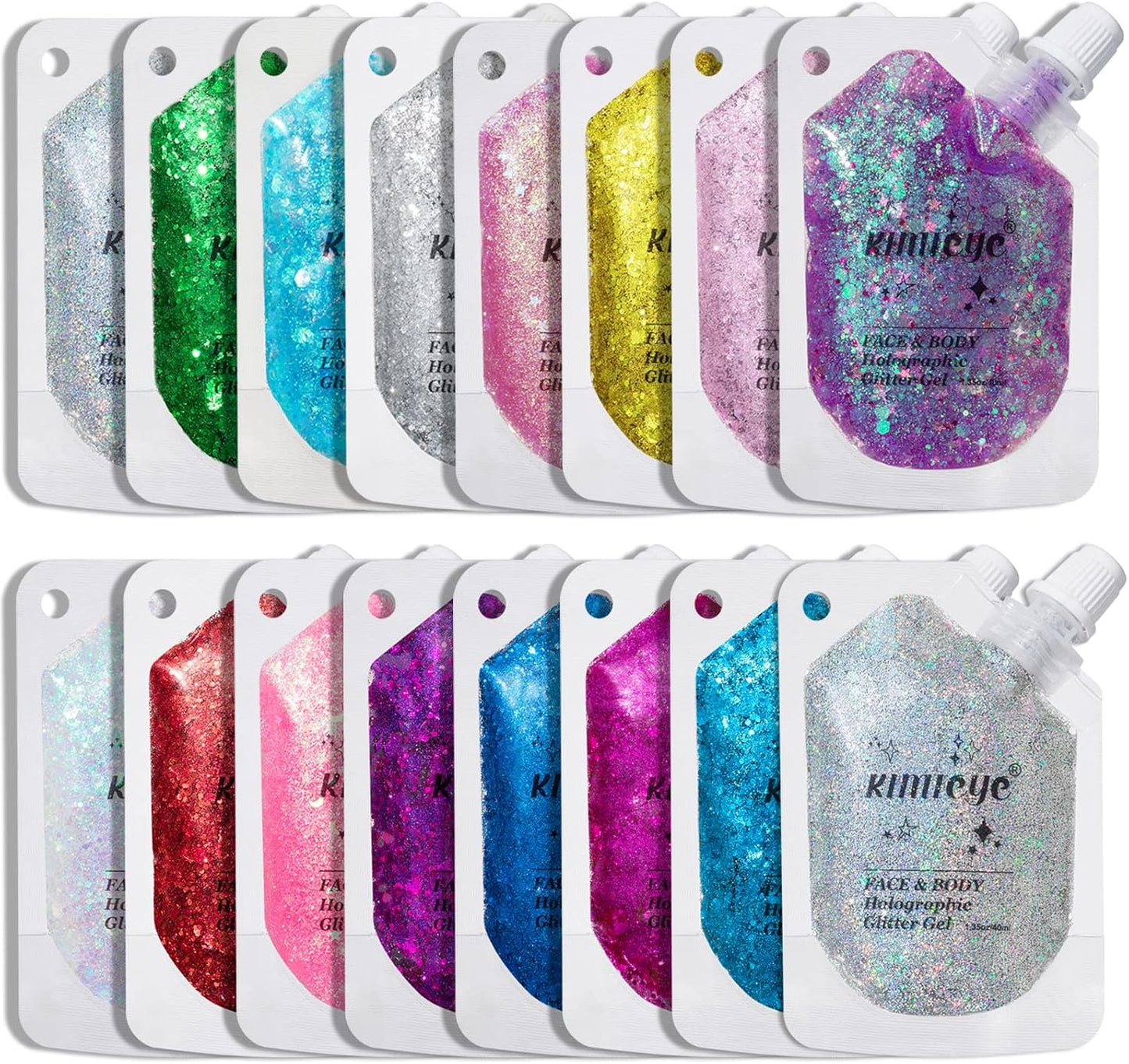 Holographic Face Glitter Gel Body Shimmer Makeup for for Hair, Face, Clavicle, Arm, Nail, Eyeshadow, Long Lasting Waterproof Mermaid Sequins Party Glitter for Rave Festival, 1.35oz (Royal Blue #15)