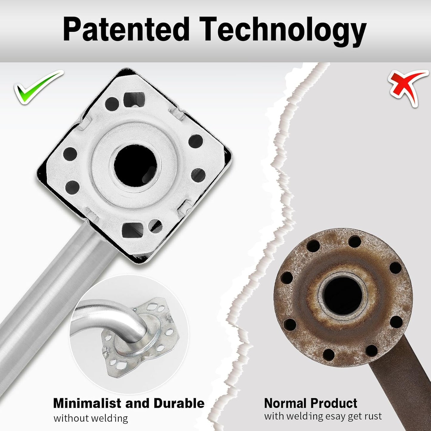 9 Inch Bathroom Grab Bar, Anti Slip Square Shower Bars Safety, 304 Stainless Steel Shower Handles,Hand Rails for for Children, Senior, Elderly, Handicap