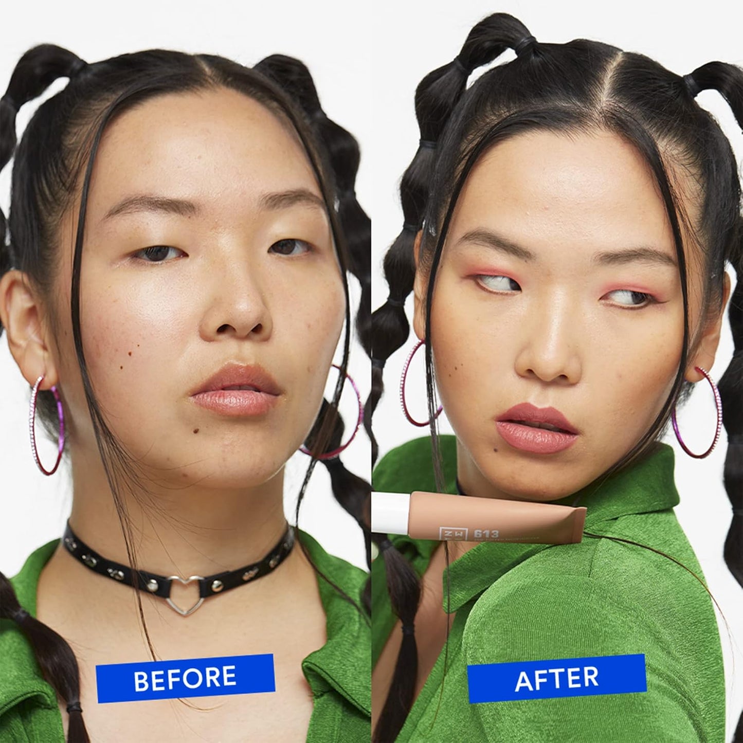 3INA 613 Tinted Moisturizer for Face with SPF 30 - Nude - BB Cream with Light to Medium Coverage - Hyaluronic Acid Moisturizer for All Skin Tones - Vegan, Cruelty and Paraben Free Make Up - 1 oz