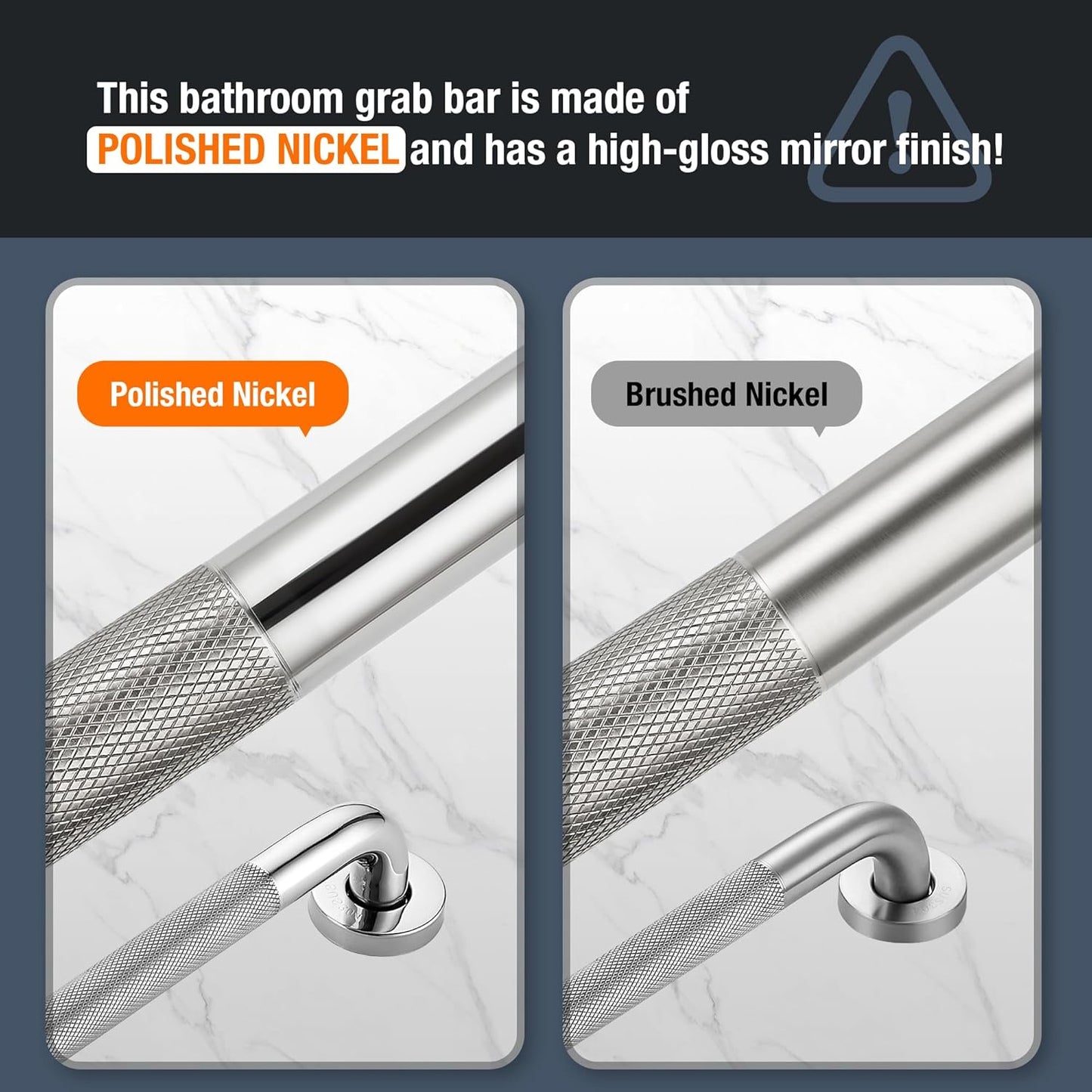 Grab Bars for Shower, 2 Pack 20-Inch Anti Slip Shower Handles for Elderly, Safety Shower Grab Bar, Stainless Steel Handicap Grab Bars for Bathroom (Polished Nickel 1" Diameter)