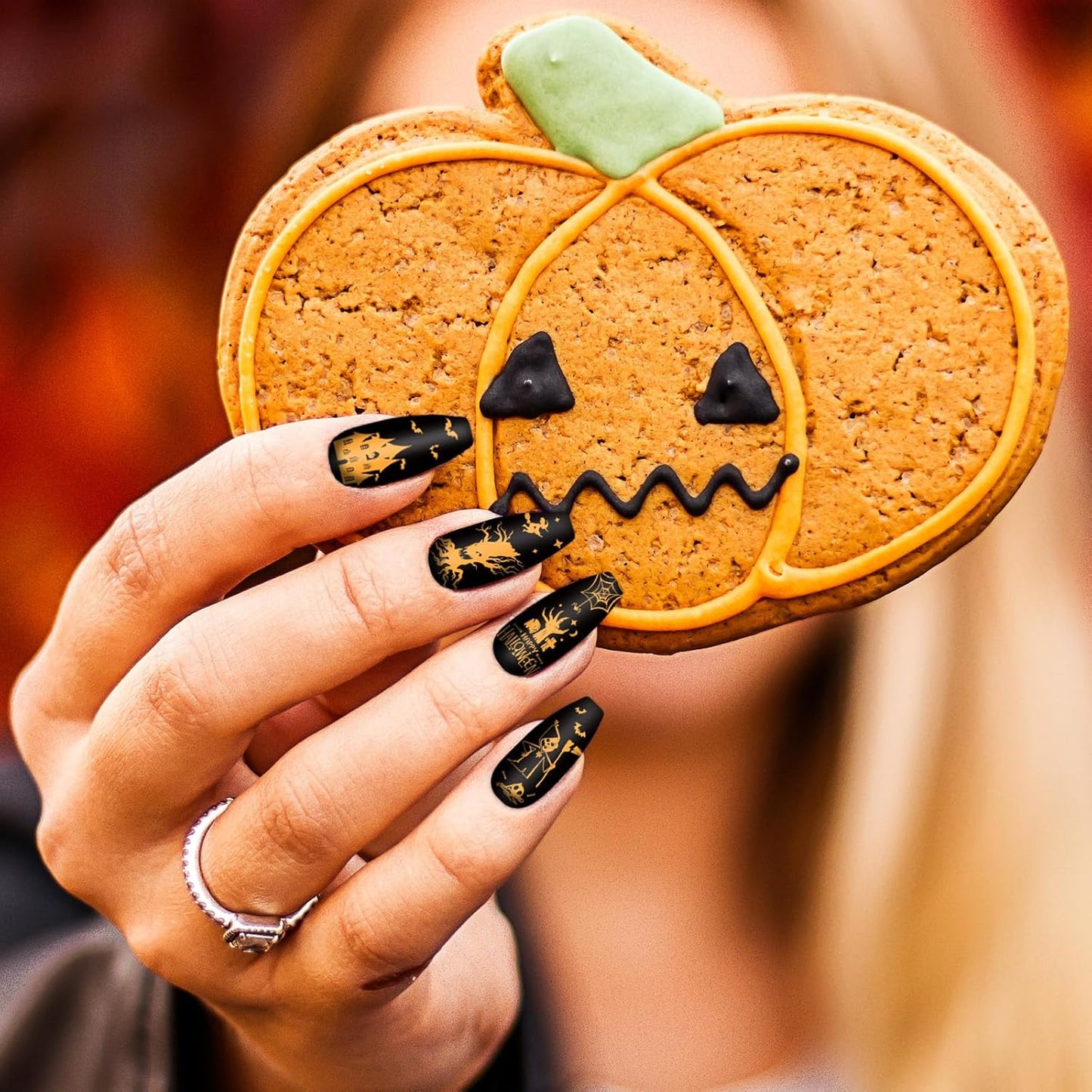 2Pcs Halloween Nail Art Stamping Plate Kit Skull Bat Witch Pumpkin Design Nail Art Plate for Holiday DIY Print Manicure Salon