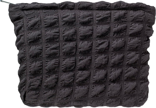 PAZIMIIK Floral Makeup Bag Large Cotton Zipper Pouch for Purse Travel Canvas Make Up Organizer for Women Cosmetic,Bubble Black