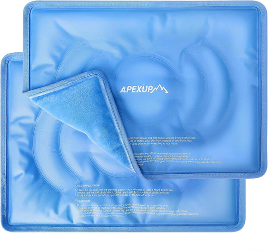 APEXUP Gel Ice Packs for Injuries Reusable, Flexible Double Sided Cold Packs for Injuries, Ice Pack for Knee, Shoulder, Back, Hip, Leg, Arm (Blue, L, 2PK)