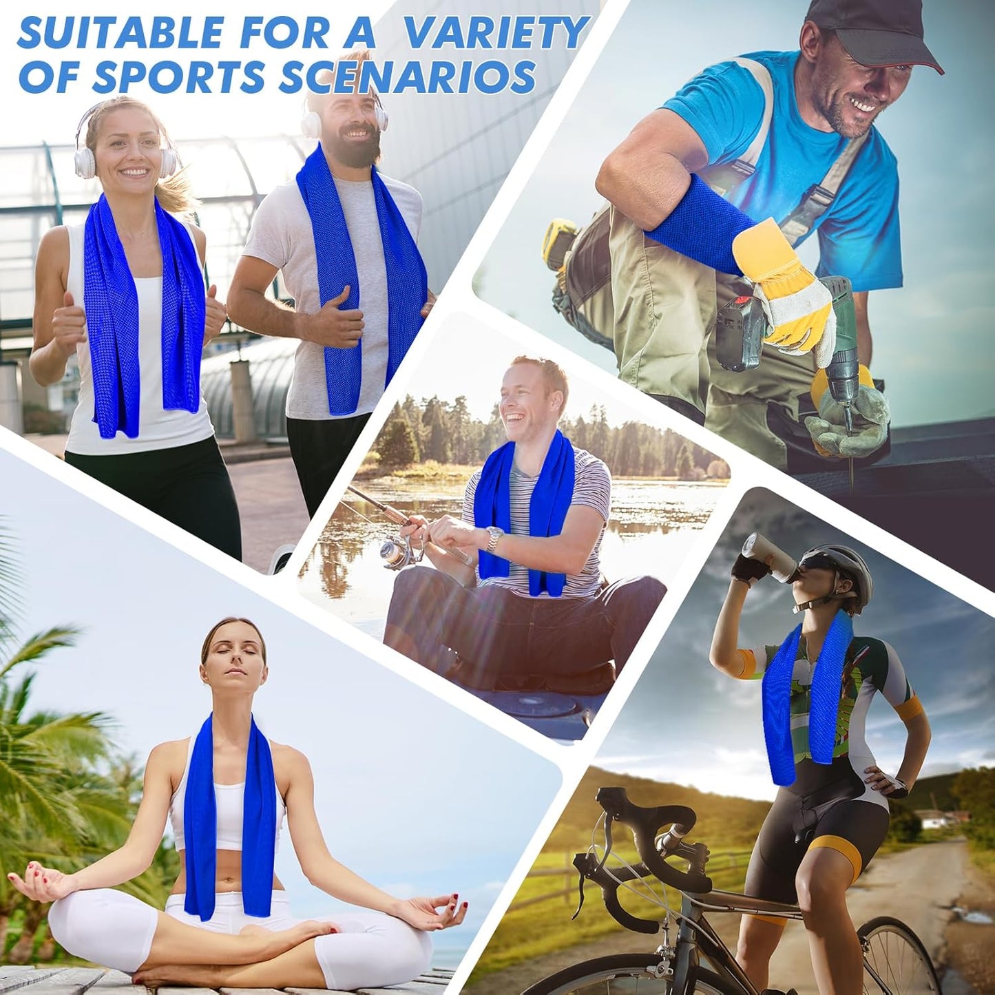 3 Pack Cooling Towels (47"x12") for Neck and Face, Ice Towel for Hot Weather, Soft Breathable Chilly Gym Towels, Microfiber Towel for Work Out, Yoga, Running, Camping & More Activities