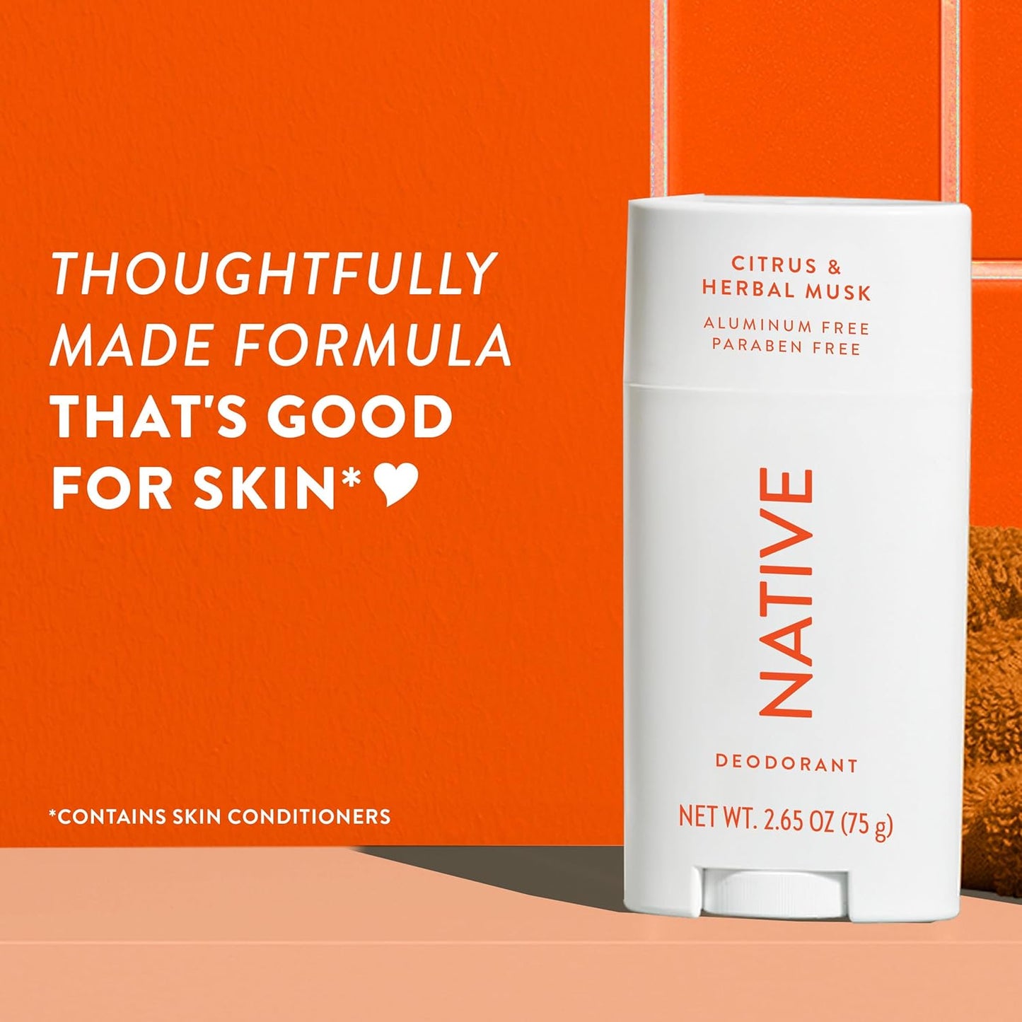 Native Aluminum-Free Clean Deodorant with Natural Derived Ingredients, 72HR odor control | Deodorant for Women and Men | Baking Soda, Coconut Oil, Shea Butter | Citrus & Herbal Musk