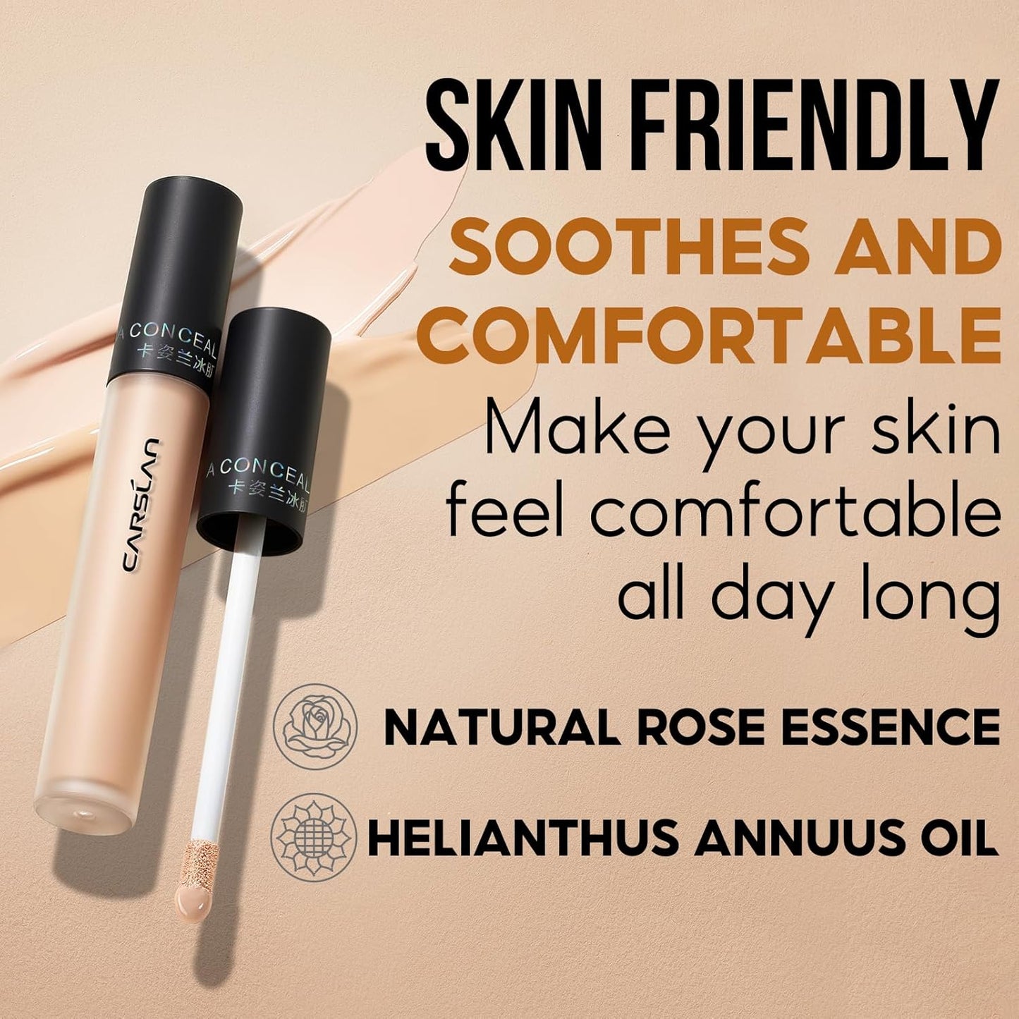 Hydrating Concealer - Full Coverage Matte Finish, 16H Long Lasting Corrects Dark Circles, Redness, Blemishes, 01 Ivory