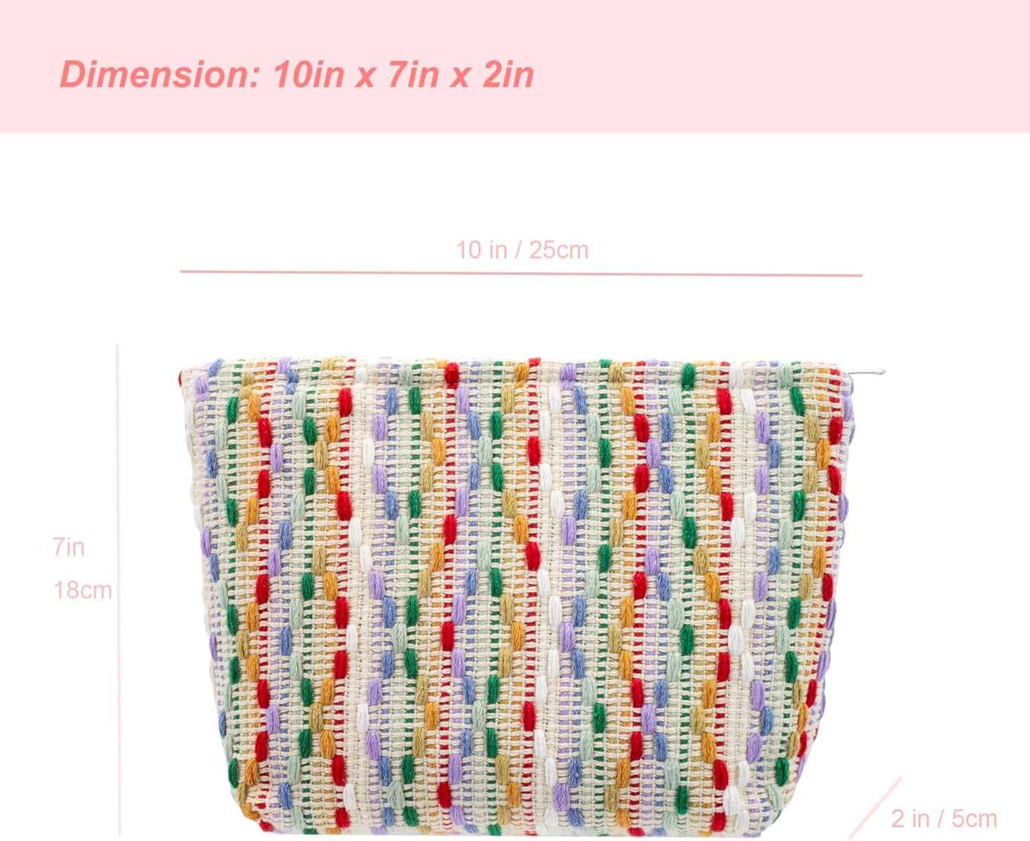 Makeup Bags for Purse Zipper Cosmetic Pouch Large Travel Canvas Make Up Organizer Tool Pouch for Women and Girls,Rainbow Dot