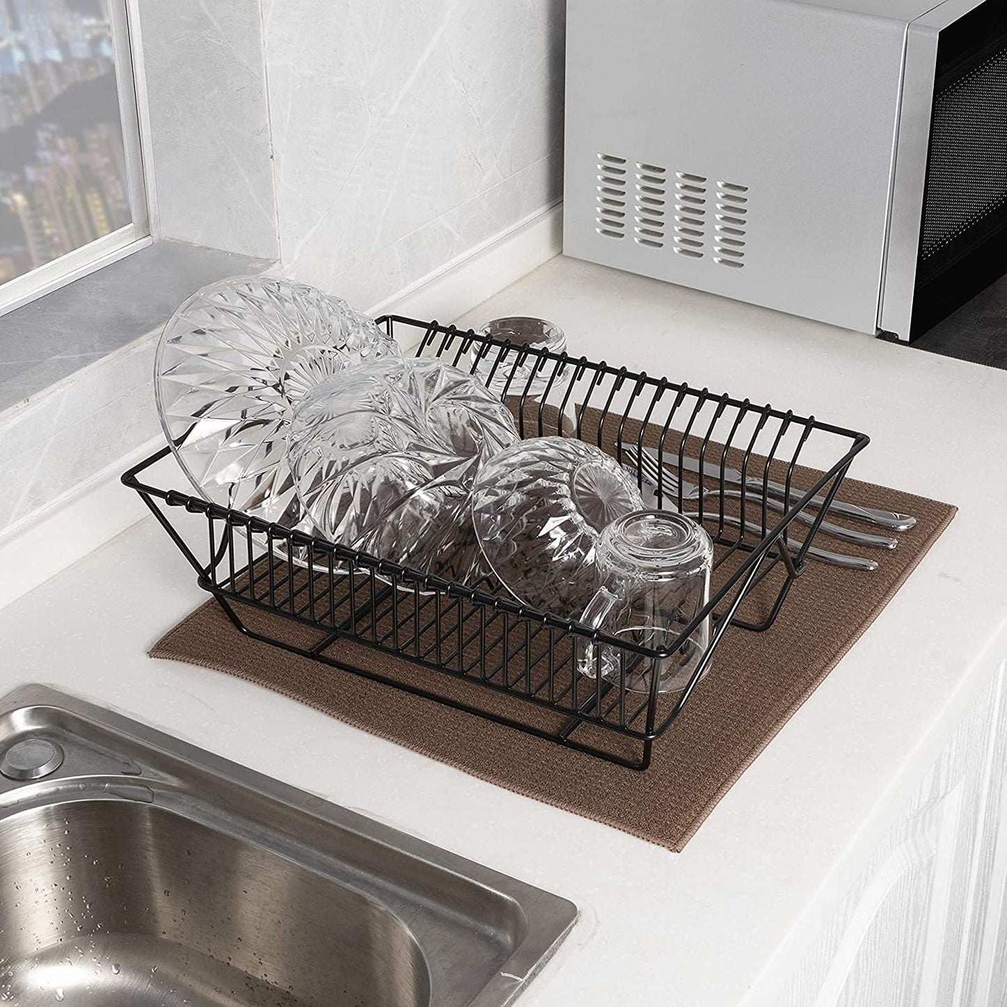 Absorbent, Reversible Microfiber Dish Drying Mat for Kitchen, 18 Inch x 24 Inch