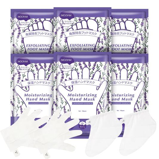 Hydrating Hand Foot Masks Set,3 Pack Glove Mask for Dry Hand,Exofliating 3 Pack Socks Maskfor Peeling Away Dead Skin Calluses（Lavender）