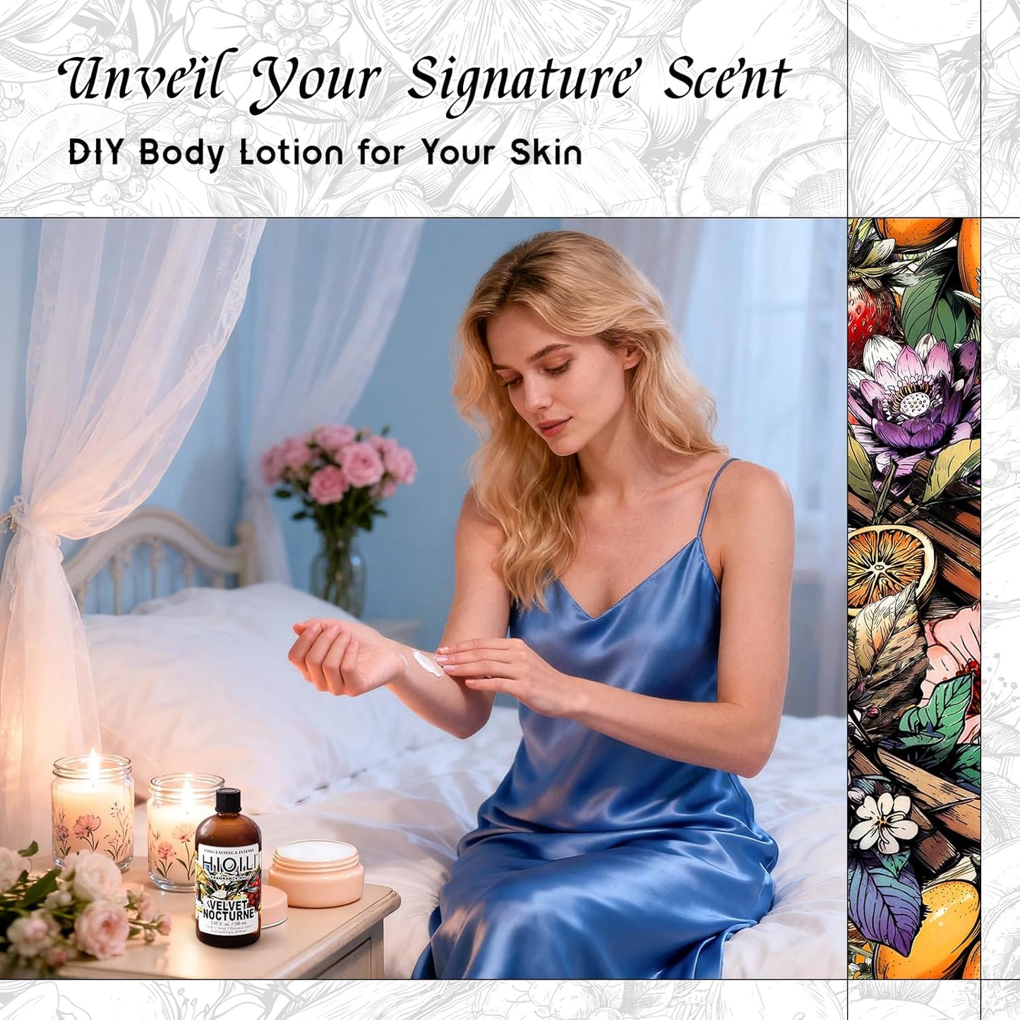 HIQILI Velvet Nocturne Fragrance Oil for Making Candle, Aroma Spray, Great for DIY Women Solid Perfume, Long-Lasting Scented Oil - 5.07 Fl Oz