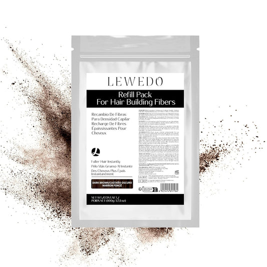 Hair Building Fibers Refill Pack - 100g Instant Thickening Fibers for Men & Women, Natural Cotton Powder, Wind/Rain Resistant, For All Hair Fiber Applicator Bottles (Dark brown)