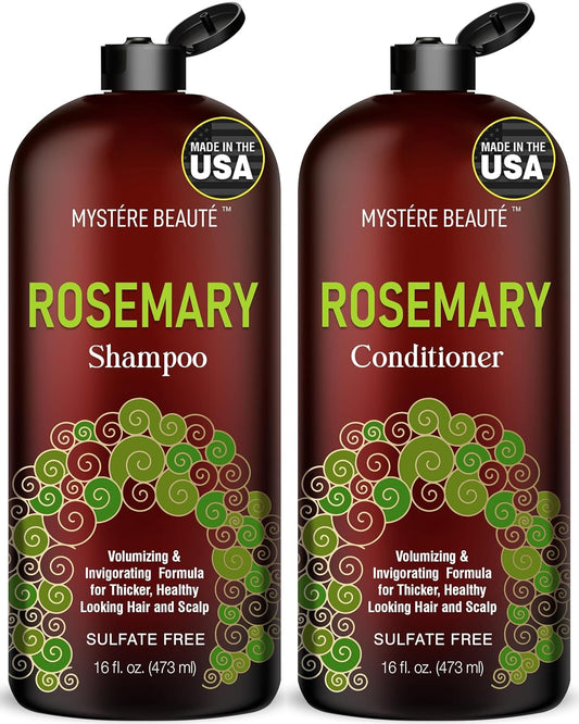Rosemary Shampoo and Conditioner for Hair Growth, Sulfate Free Organic Rosemary Oil Shampoo De Romero Para Crecimiento, Promotes Hair Growth & Scalp Health, for Men Women - 16 fl oz each