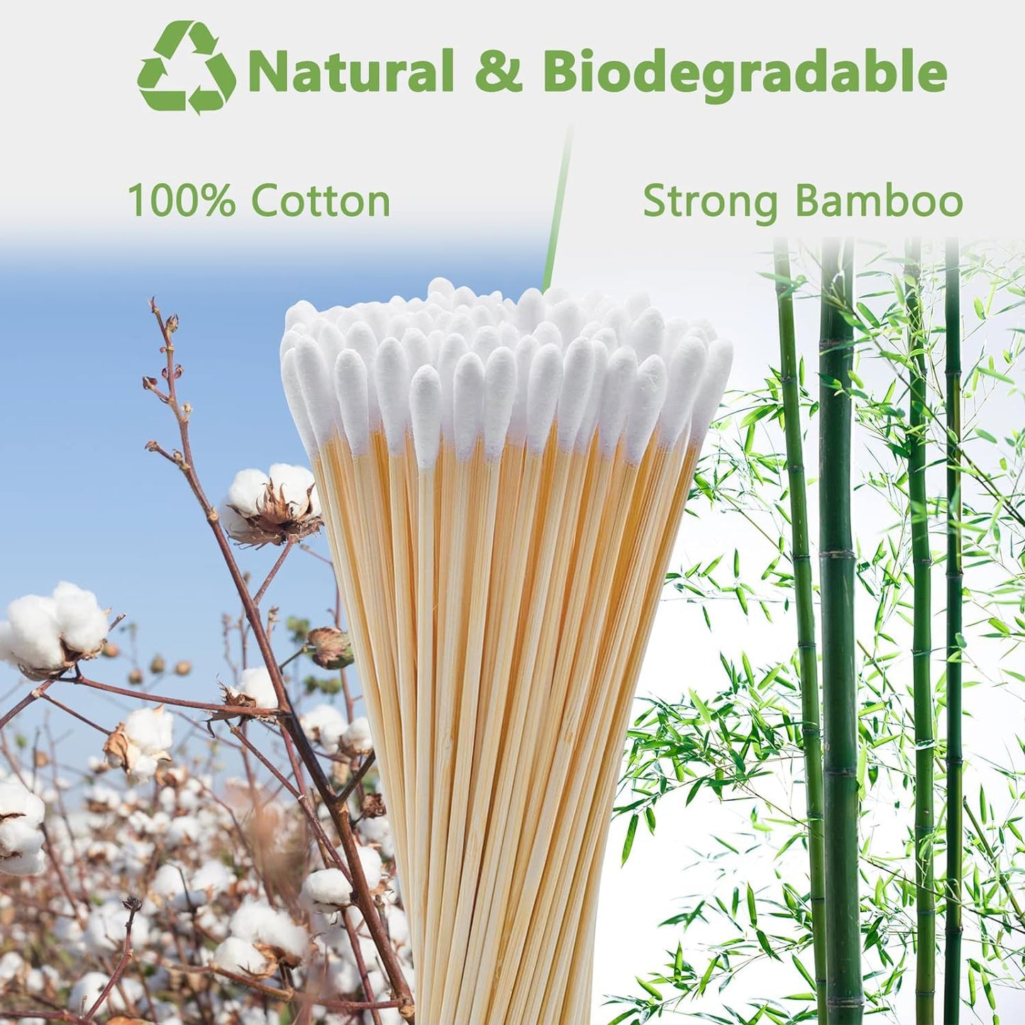 400 Count Round Tip Cotton Swabs, 6-Inch Bamboo Sticks, Lint-Free, for Delicate Cleaning, Arts & Crafts, Pet Care, Audio Equipment Maintenance with Portable Storage Case
