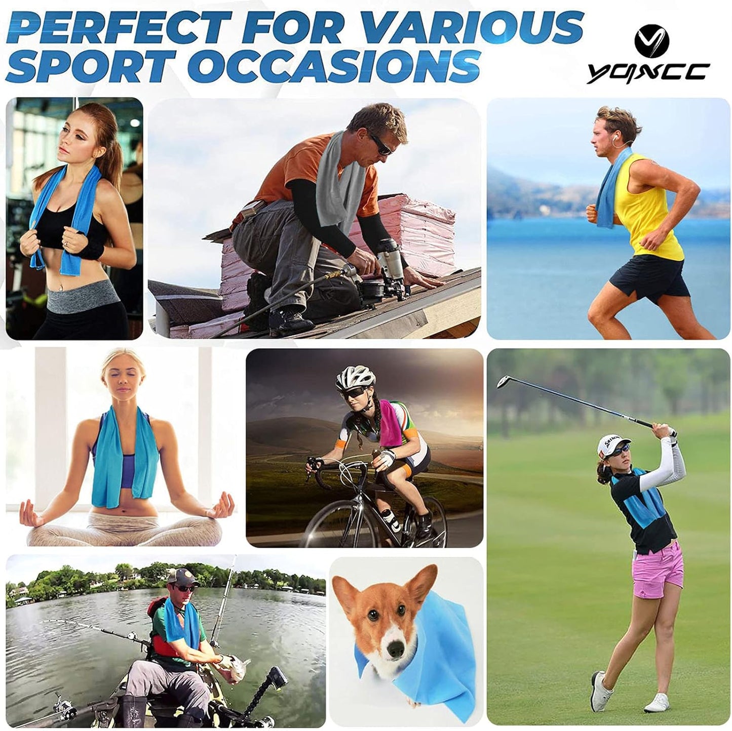 YQXCC Cooling Towel | 2 Pack 47"x12" | Ice Cool for Neck | Soft Breathable Microfiber Chilly | for Yoga, Golf, Gym, Camping, Running, Workout & More Activities