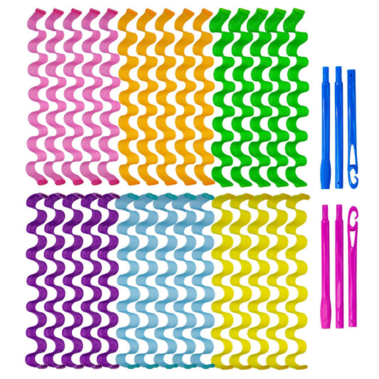 30pcs Heatless Curlers Rollers for Wavy Curls, No Heat Spiral Curlers Kit with Styling Hooks for Long Hair (25.5 Inch/65 cm)