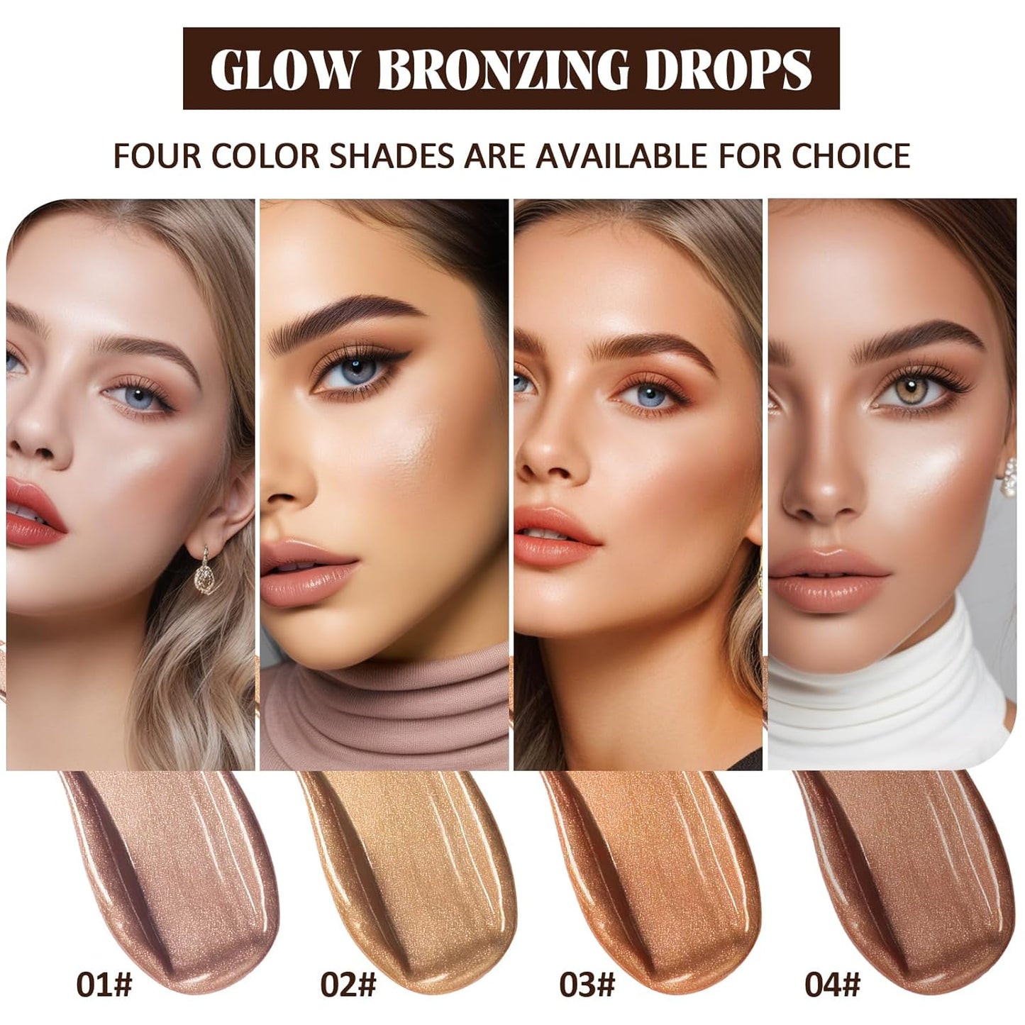 Instant Bronzing Drops, Face and Body Bronzer, Cream Liquid Bronzer Drops for Instant Tan, Bronze Drops, Blendable Lightweight Texture Bronzing Drops for Face - 01
