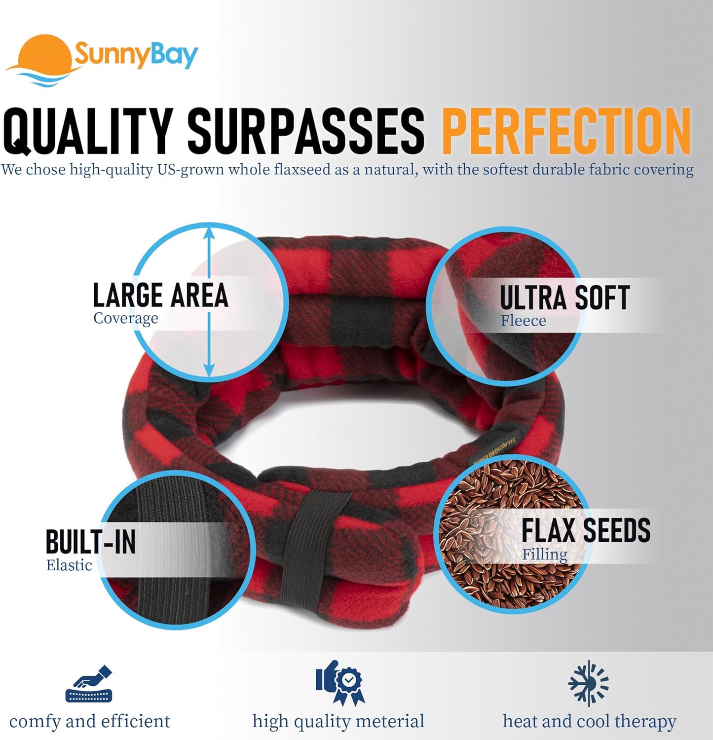 SunnyBay Microwave Heating Pad, Microwavable Heated Neck and Shoulder Wrap, Moist and Weighted Hands-Free Beanbag Pack with Wide Neck Coverage, 2.5 lbs, 26 Inches Long-Length, Made in USA, Buffalo