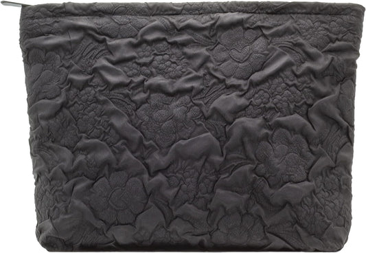 Makeup Bags for Purse Zipper Cosmetic Pouch Large Travel Canvas Make Up Organizer Tool Pouch for Women and Girls,Flower Black