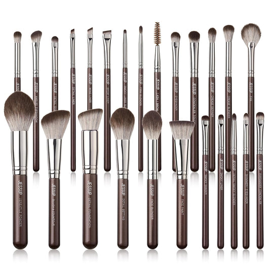 Jessup Makeup Brushes Set Professional 25pcs Premium Synthetic Make up Brushes for Foundation Eyeshadow Blending Concealer Blush Contour Bronzer Eyeliner Eyebrow, Shimmer Brown T511
