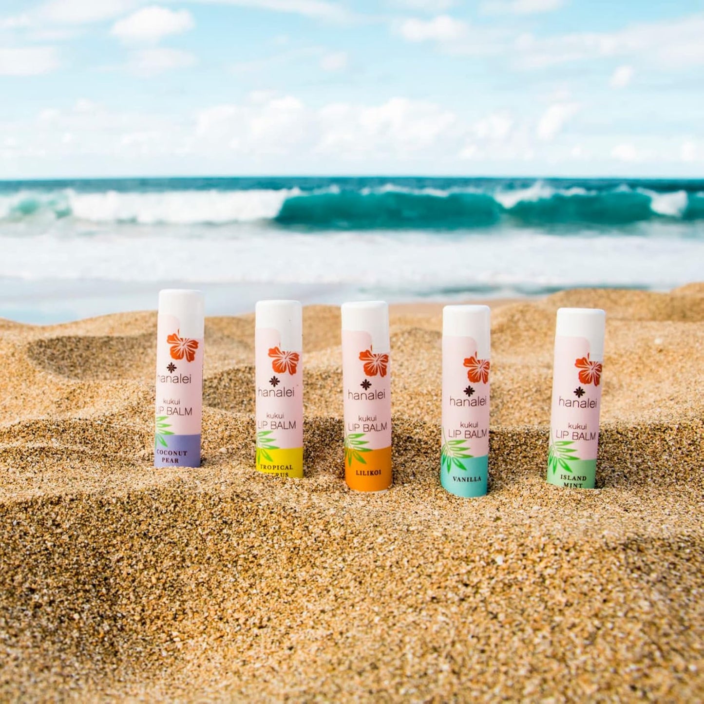 Hanalei Lip Balm & Moisturizer Variety Pack (5 Tubes) – Hydrating Care with Natural Kukui Oil & Beeswax – Soothes, Repairs & Nourishes Dry, Chapped Lips – Long-Lasting Moisture & Protection