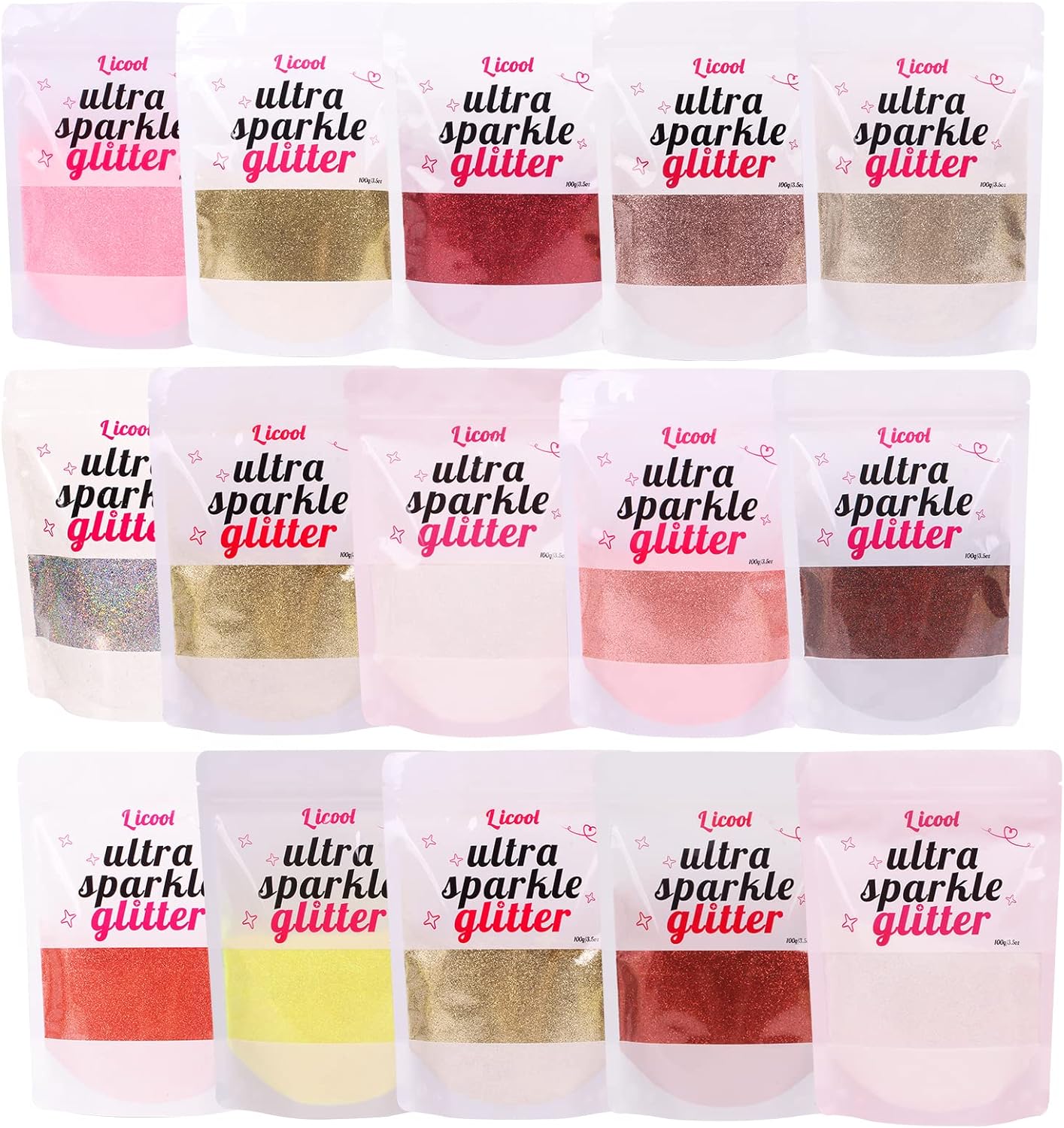 Holographic Fine Glitter, 100g/3.5oz Extra Fine Glitters Powder Packs for Resin, Craft Glitter for Tumblers Candle Slime Making, Festival Body Face Eyeshadow Nail Glitter (Fluorescent Pink)