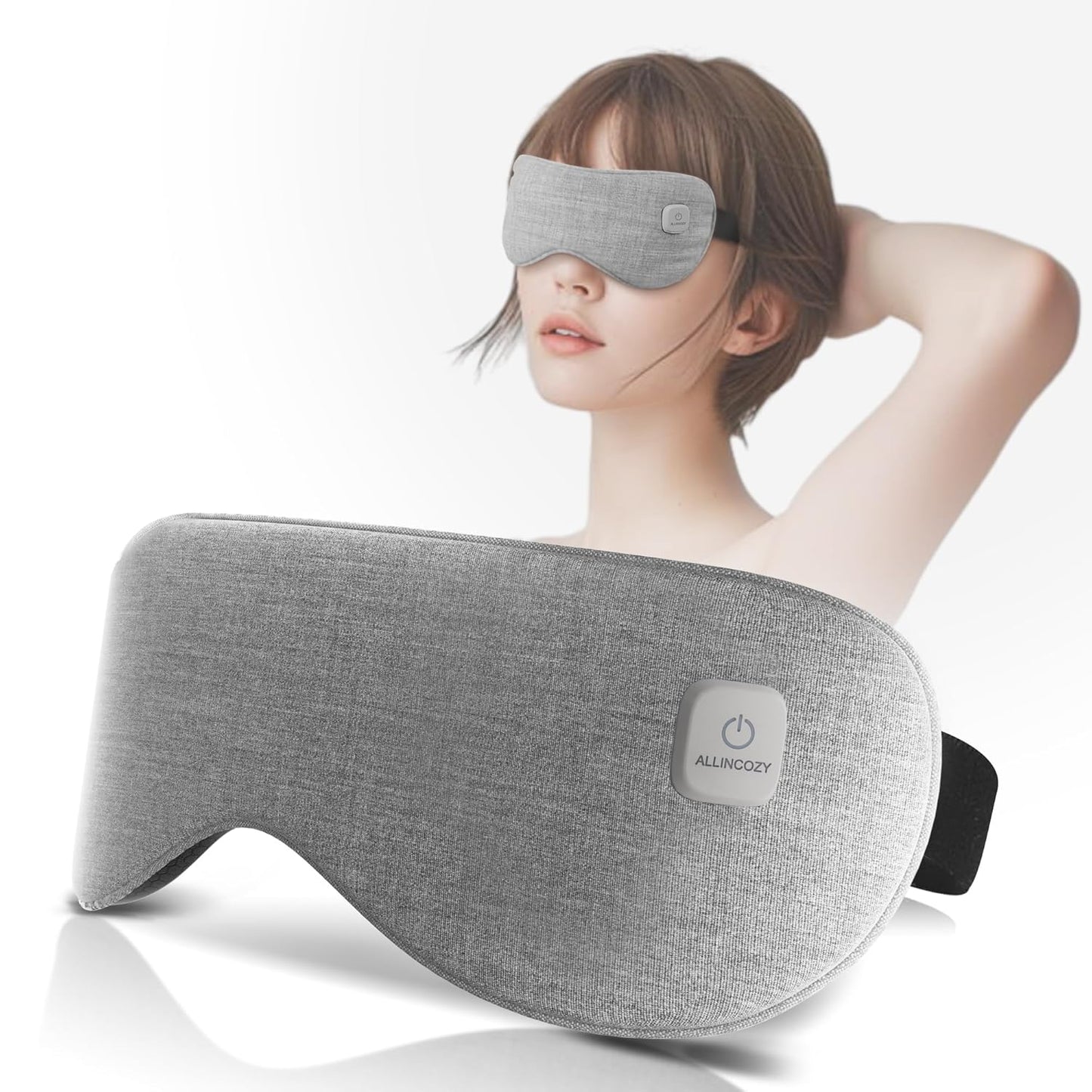 Graphene Heated Eye Mask - Cordless Warm Eye Compress for Dry Eyes with Temperature Control - Washable Eye Heating Pad for Sleep, Travel, Dark Circles, MGD, Blepharitis, Puffy Eyes