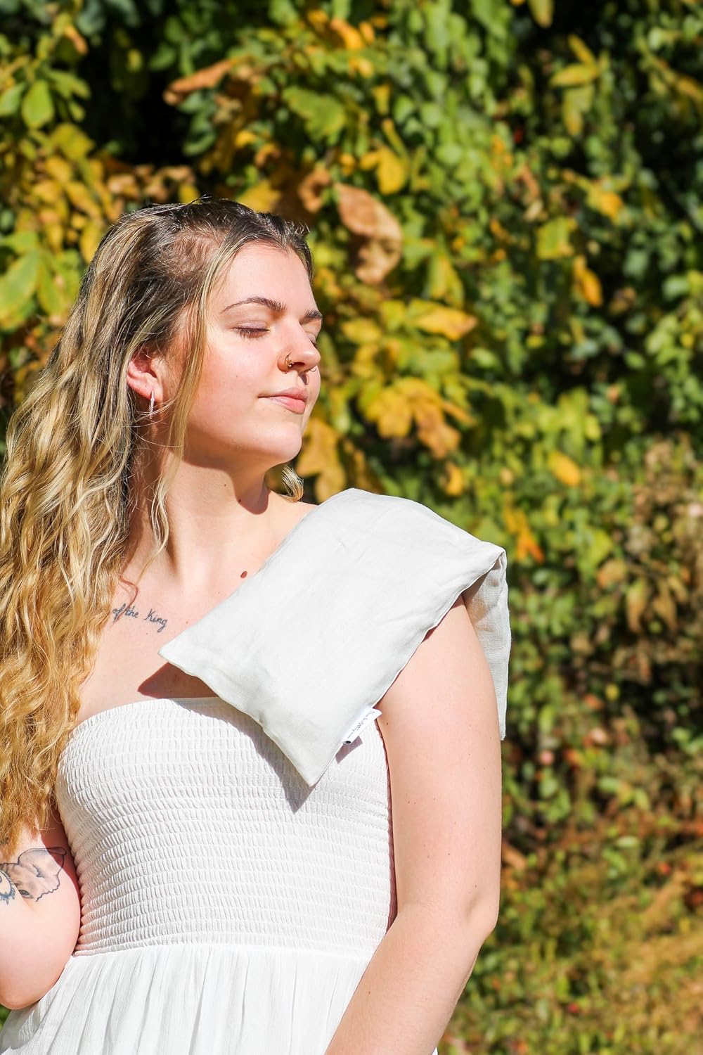 Microwave Heating Pad - 100% Linen Cover, Unscented, Size 18x7, Comforting Heat Pad for Cramps, Back,Neck,Shoulders, Leg Pain, Hot Microwavable Heat Pack, Color: Natural, Made in USA