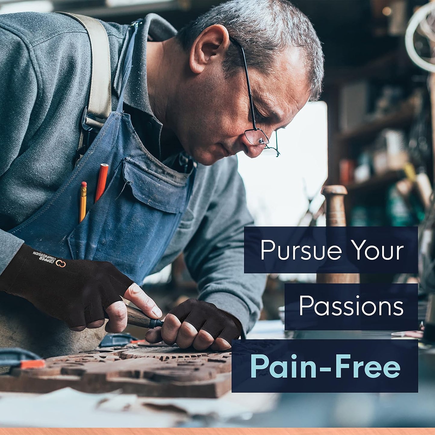 Copper Compression Arthritis Gloves | Fingerless Arthritis Carpal Tunnel Pain Relief for Men & Women | Hand Support Wrist Brace for Neuropathy, Rheumatoid, Tendonitis, Swelling, Crocheting, Typing XL