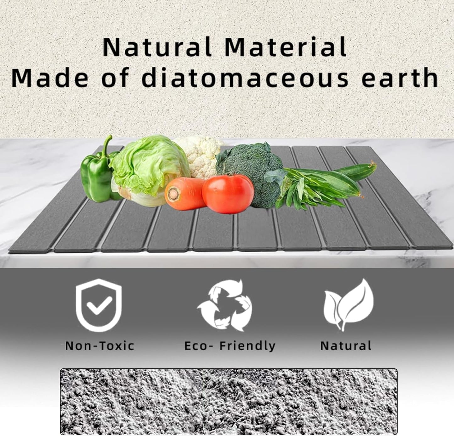 Stone Drying Mat for Kitchen Counter, Collapsible Dish Drying Mat, Fast Drying Diatomaceous Earth Dish Drying Mats, Water Absorbent Diatomite Kitchen Mat