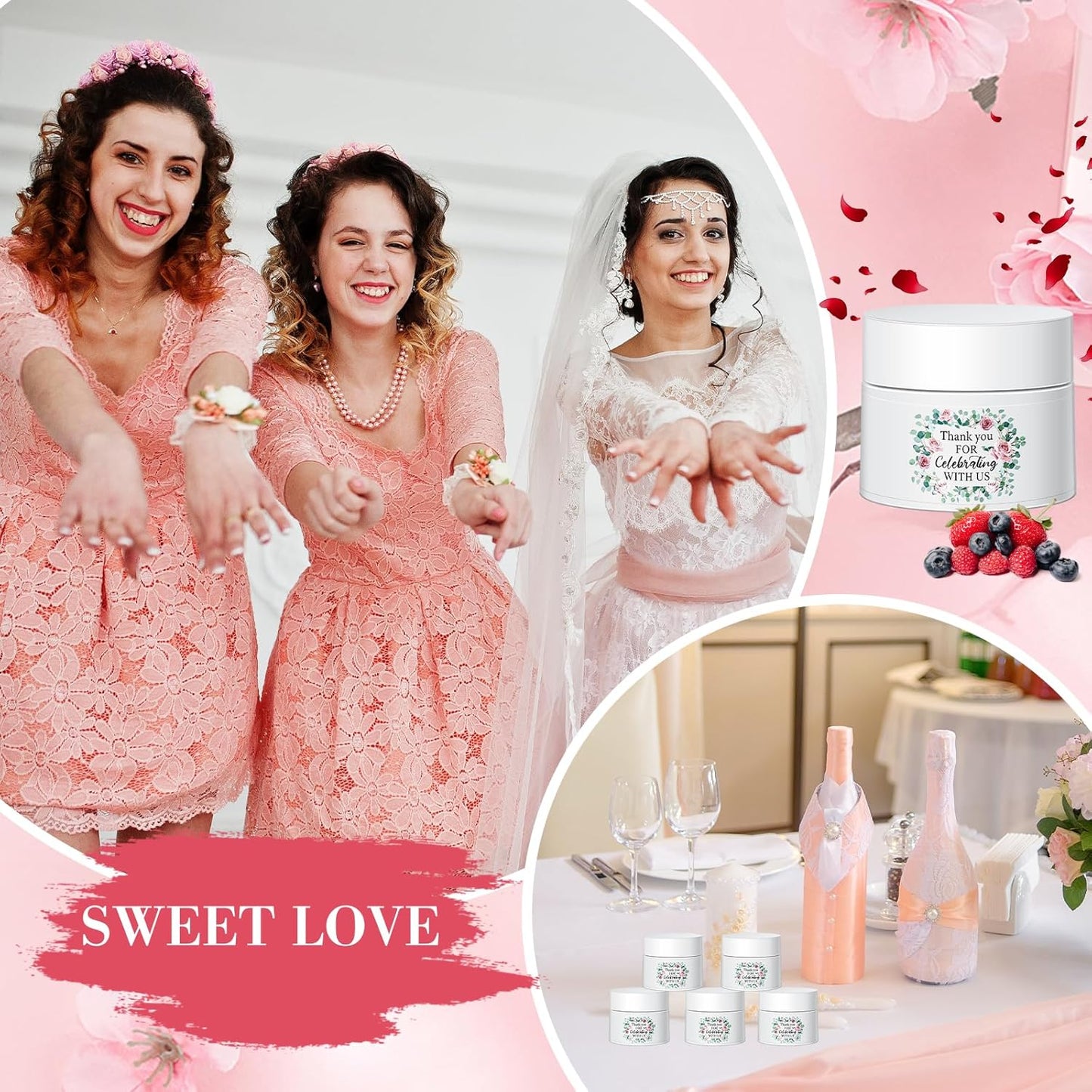 12 Pcs Thank You Lip Sleeping Mask Bulk Bridal Shower Gifts for Guests Thank You for Celebrating with Us Lip Mask Moisturize Nourish for Wedding Bridal Shower Favor Christmas Gift(Floral)